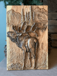Carved Elk plaque
