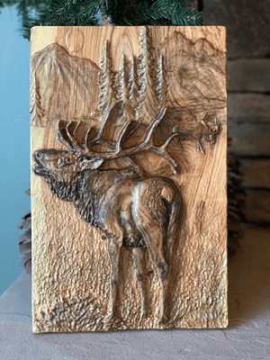 Carved Elk plaque