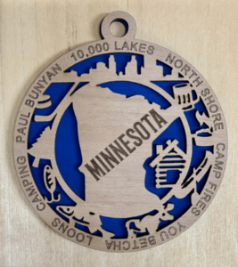 Lasered Minnesota ornament
